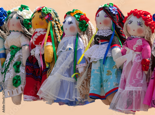Handmade dolls are sewn in national style. © Oleksandr Batsyn