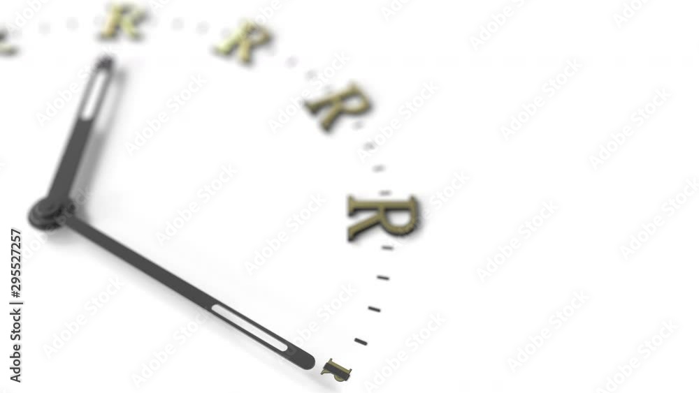 Hand pointing at South African rand symbols on white clock face. Investment related conceptual 3D animation Hand pointing at South African rand symbols on white clock face. Investment related conceptual 3D animation