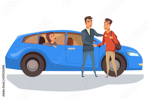 Automobile purchase flat vector illustration