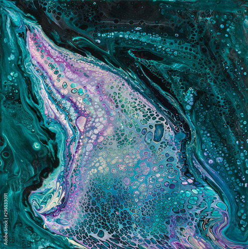 artistic pouring painting teal and purple background