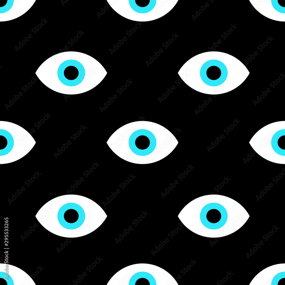 Vector seamless eye pattern on black background. modern trendy design. stylish print for textiles, packaging, design
