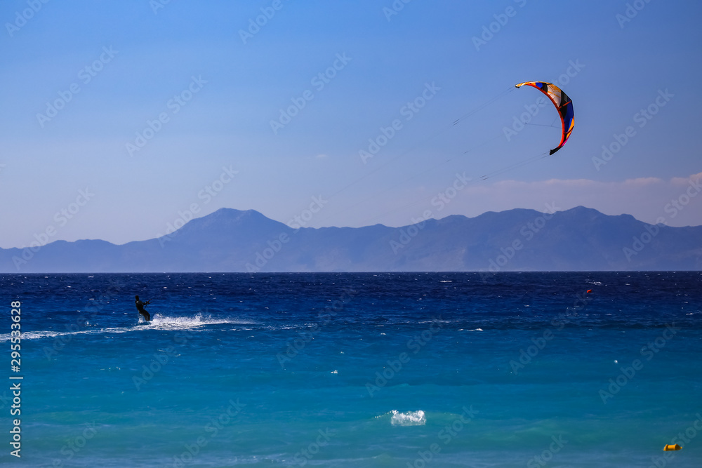 Windsurfing in Rhodes sea Greece Windsurfing in Rhodes sea Greece