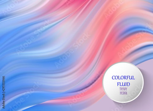 Creative background with abstract acrylic painted waves. Beautiful marble texture. Blue and pink colors.
