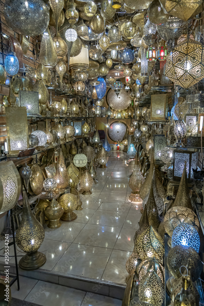 Lamp shop in the medina of Marrakech in October 2019