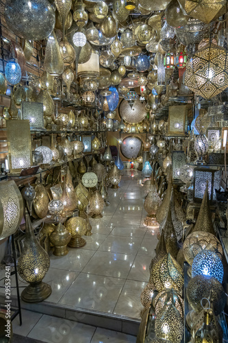 Lamp shop in the medina of Marrakech in October 2019