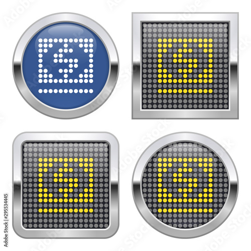 Dotted icon of  money pack on glossy button in four variants