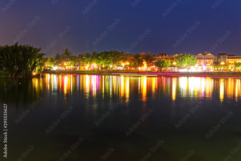 View at night lights on Cam Nam island, district of Hoi An city in Vietnam