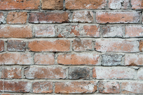 red brick wall close up, old brick background