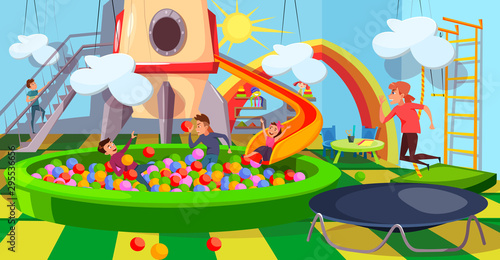 Children playroom flat vector illustration