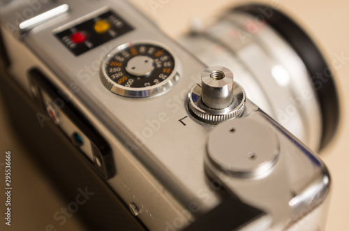 Wallpaper Mural controls shutter button for vintage film camera, film photography, close-up Torontodigital.ca