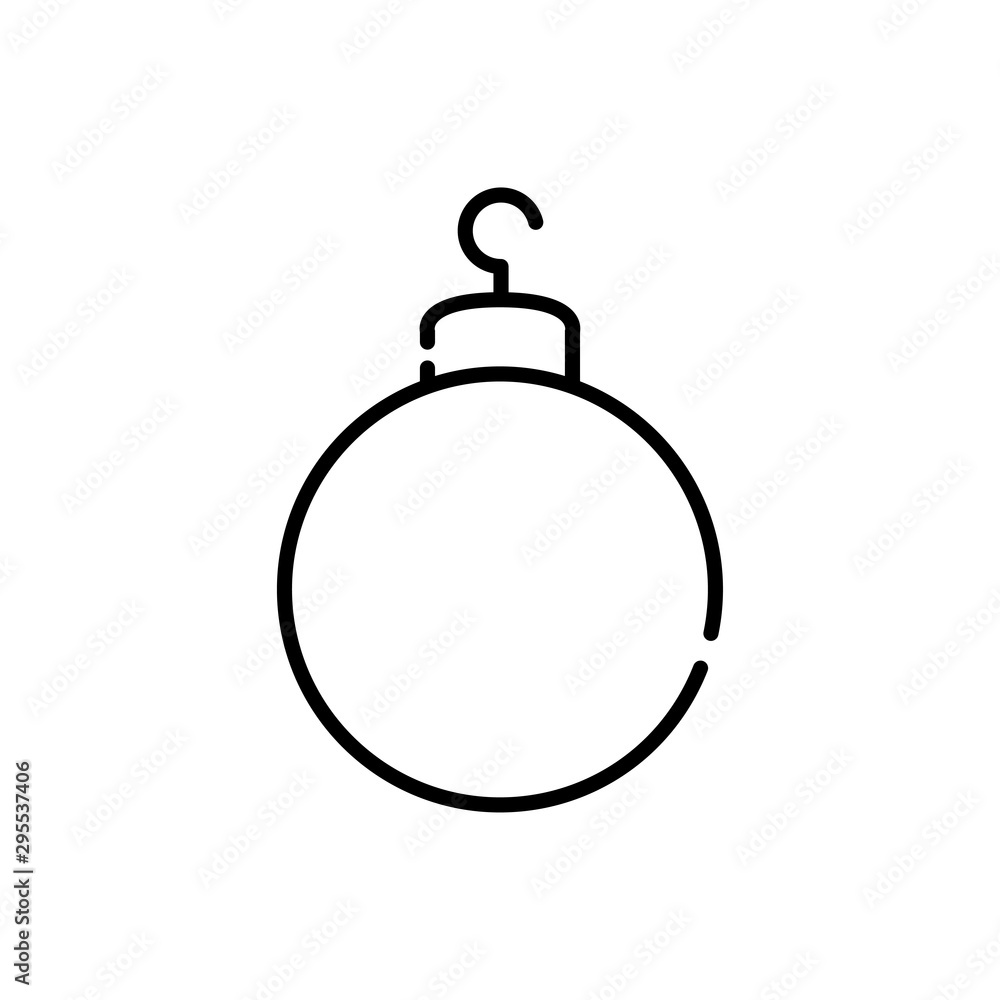 Icono plano lineal bola de navidad en color negro Icono plano lineal bola de navidad en color negro