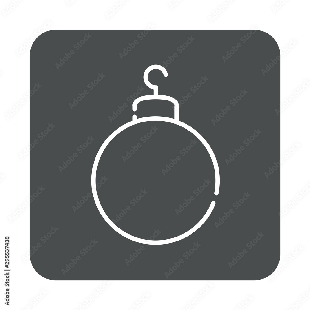 Obraz premium Icono plano lineal bola de navidad en cuadrado color gris