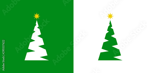 Logotipo árbol abstracto zigzag en verde y blanco