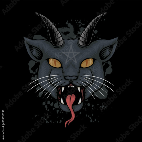 Satanic Cat head vector illustration