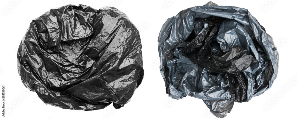 Black garbage bag. Isolated elements for design- concept of saving the environment and plastic pollution of the world ocean