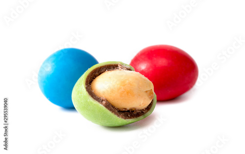 colorful round candies on a white background
