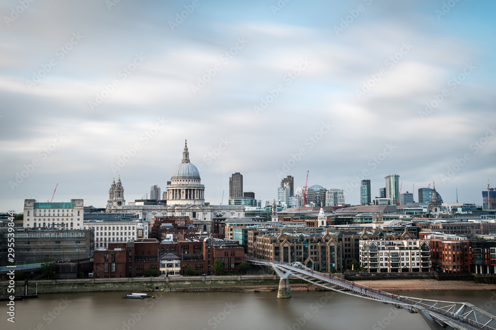 Skyline of the City of London by the river Thames