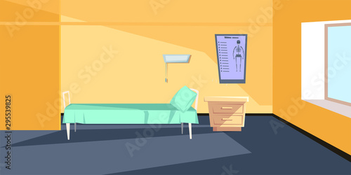 Hospital ward interior flat vector illustration