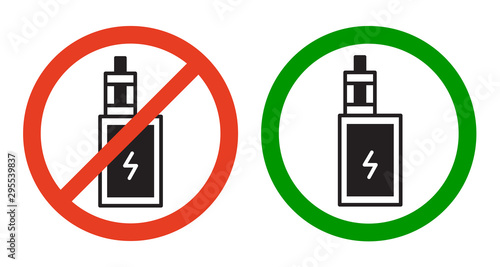 No vaping sign. Vaping area sign. Electronic cigarette icon. Isolated vector illustration on white background.