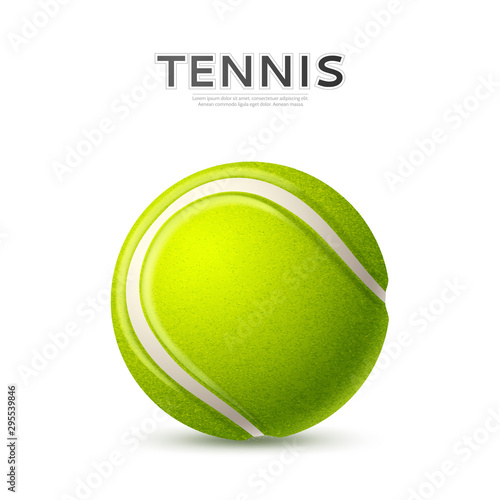 Vector 3d tennis ball green with curved line
