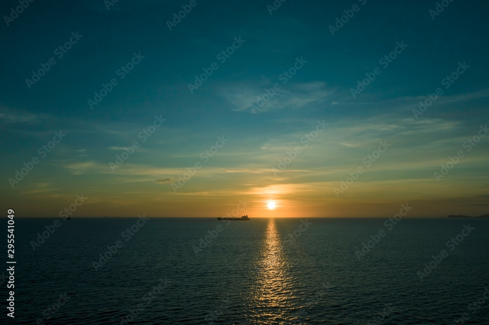 beautiful sea panorama of sunset