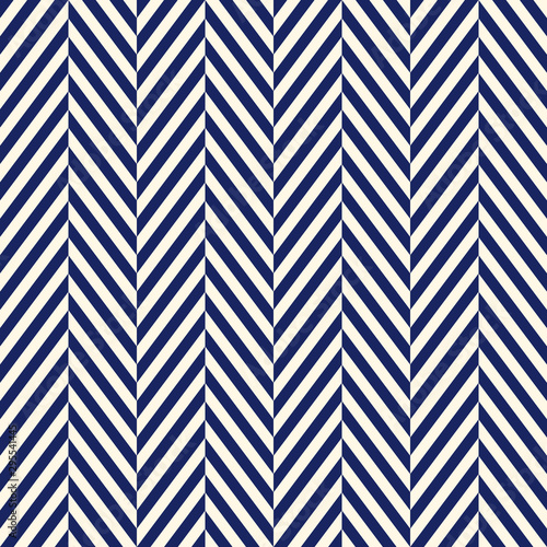 Herringbone abstract background. Navy colors seamless pattern with chevron diagonal lines. Classic geometric ornament.