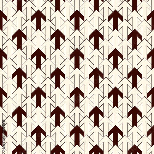 Simple modern print with interlocking arrows. Contemporary abstract background with repeated pointers. Seamless pattern