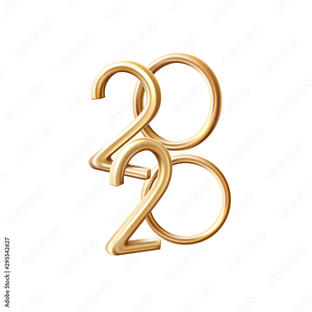Obraz premium Vector 2020 new year holiday 3d golden numbers