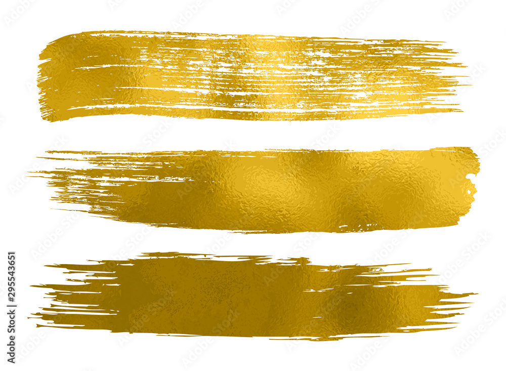 Kolekcja złota farba, pociągnięcia pędzlem - wektor <span>plik: #295543651 | autor: dlyastokiv</span>