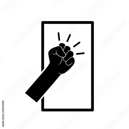 Hand knocking on door logo icon, fist knocking sign - for stock