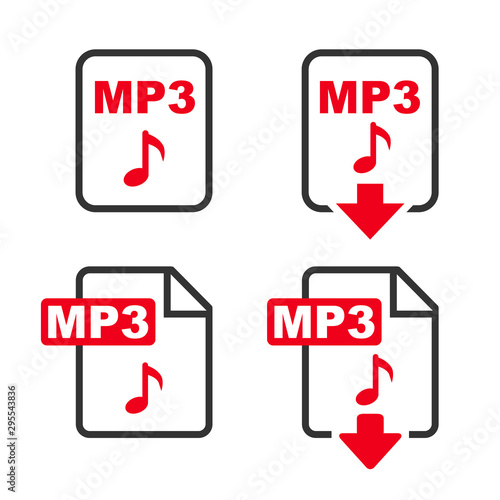 MP3 file download icon. The MP3 icon. File format symbol flat – stock vector