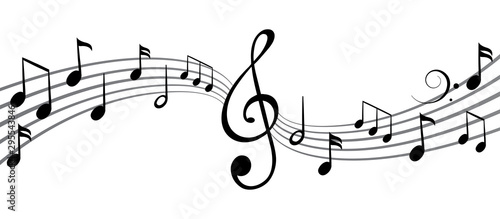 Music notes wave, group musical notes background – vector for stock
