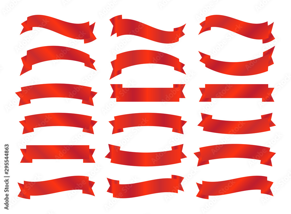 Retro style ribbons set. Ribbon banner vector. Christmas red ribbons banner Retro style ribbons set. Ribbon banner vector. Christmas red ribbons banner