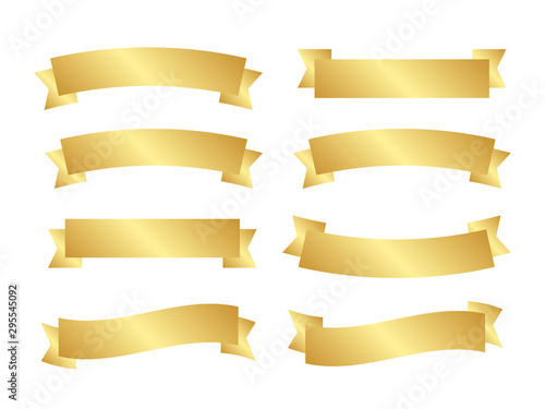 Golden ribbon set. Gold ribbons banner vector