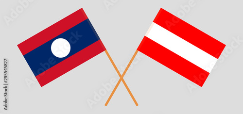 Laos and Austria. Laotian and Austrian flags