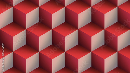 cubes background red blocks pattern low poly 3d illustration