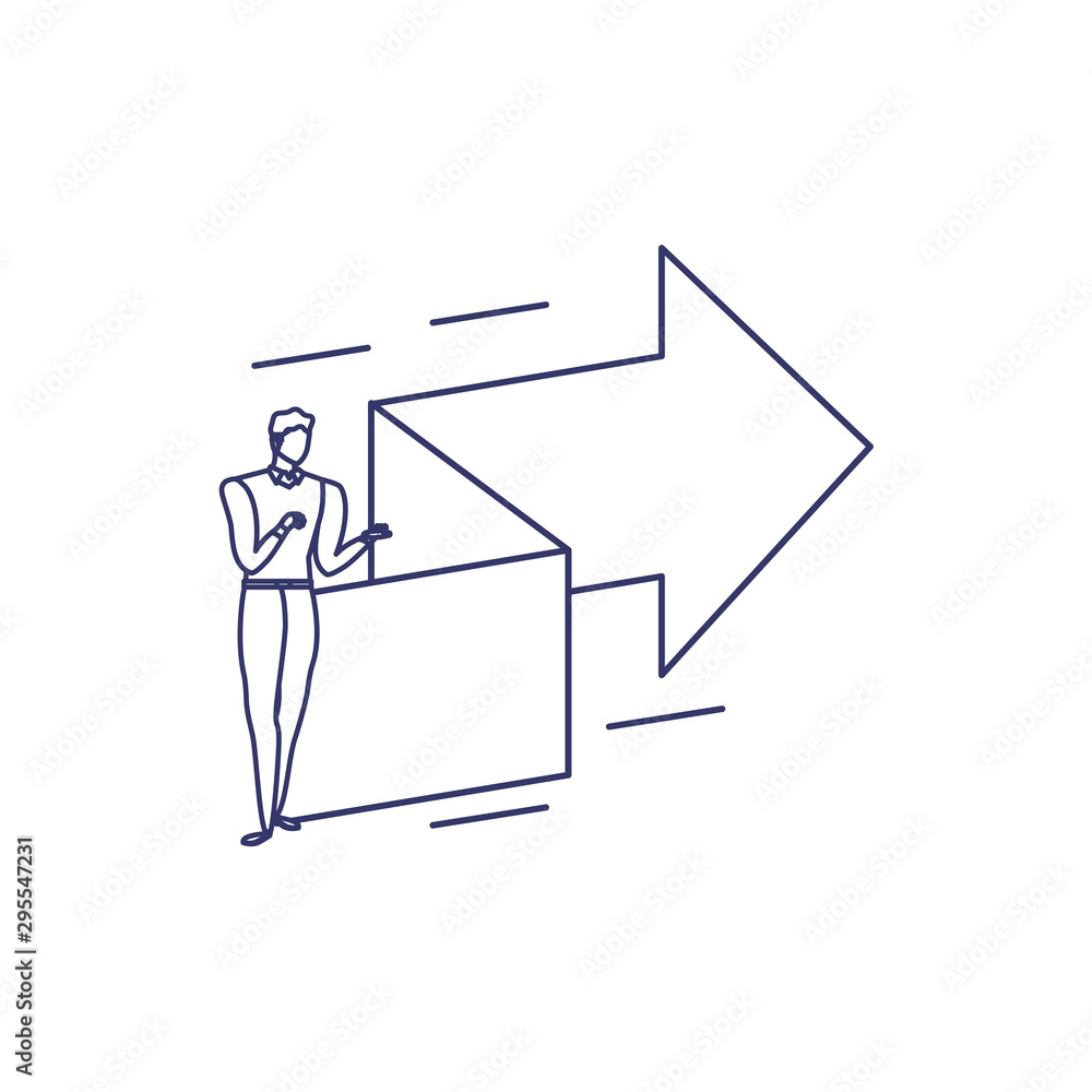 silhouette of man with arrow in white background silhouette of man with arrow in white background