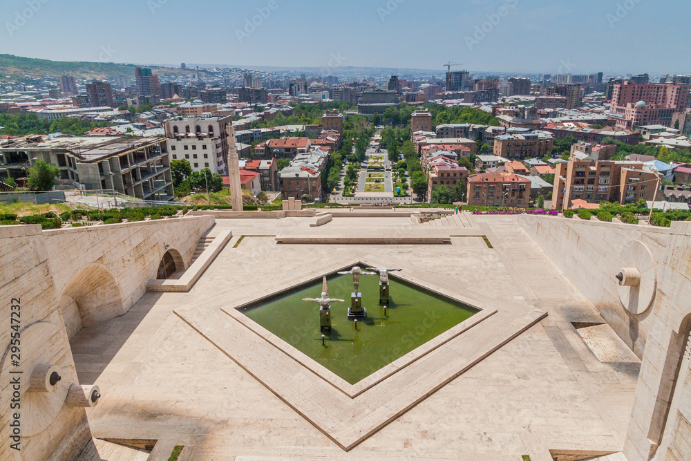 Aerial view of Yerevan from the Cascade complex, Armenia