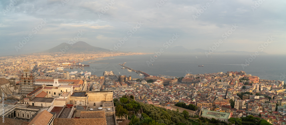 Panorama of the city of Naples on sunset