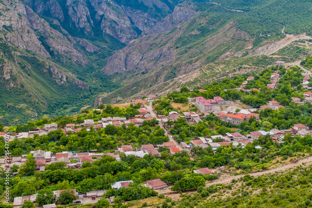 Village Halidzor above Vorotan river valley, Armenia.