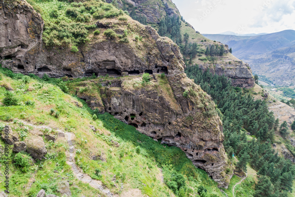 Cave monastery Vanis Kvabebi carved into a cliff, Georgia