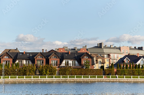 The elite area near the lake. Kaliningrad upper lake. Luxury housing