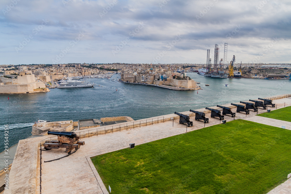 Saluting Battery in Valletta and the Grand Harbour, Malta