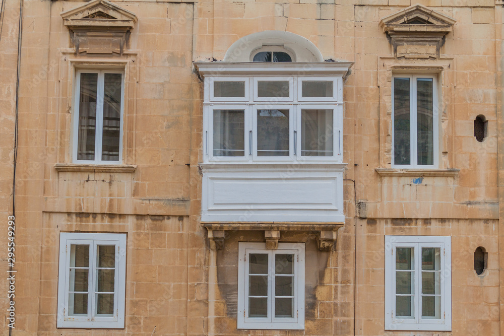 Typical Maltese balcony (gallarija) in Valletta, Malta