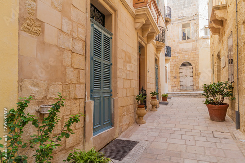 Typical narrow street in Birgu town  Malta