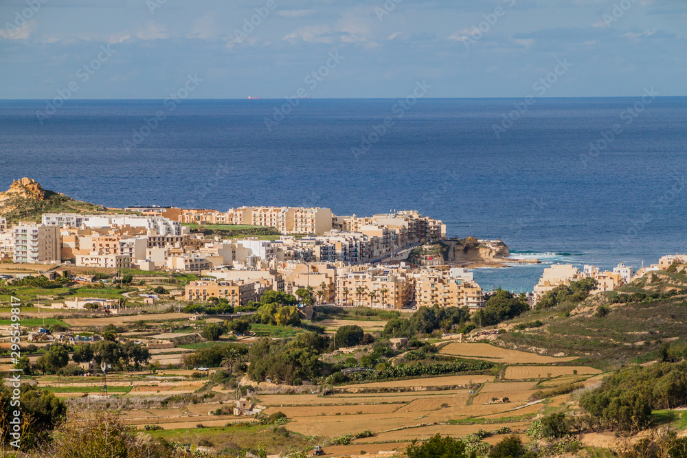 Aerial view of Marsalforn on Gozo island, Malta
