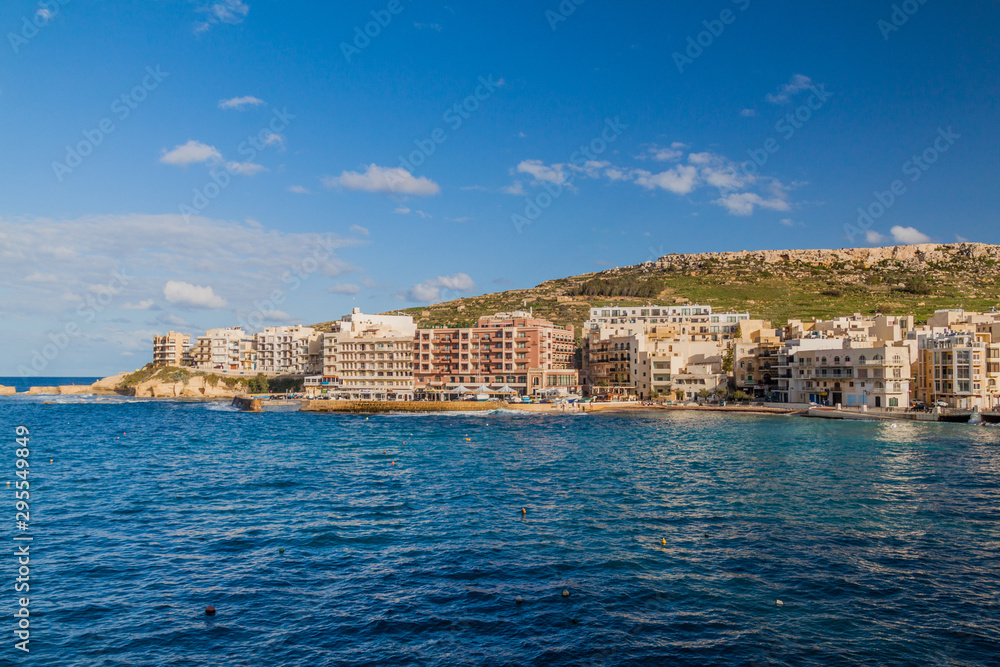 View of Marsalforn Bay on Gozo island, Malta