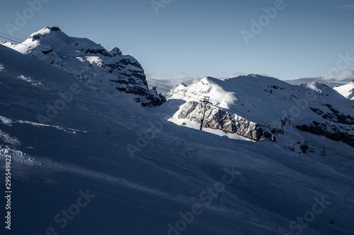 Fototapeta Naklejka Na Ścianę i Meble -  Snowy Alpine ski slopes Flaine, Haute Savoie