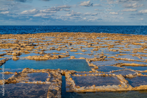 Salt pans on Gozo island in Malta