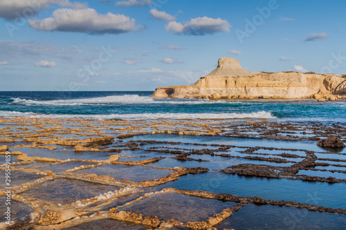 Salt pans on Gozo island in Malta